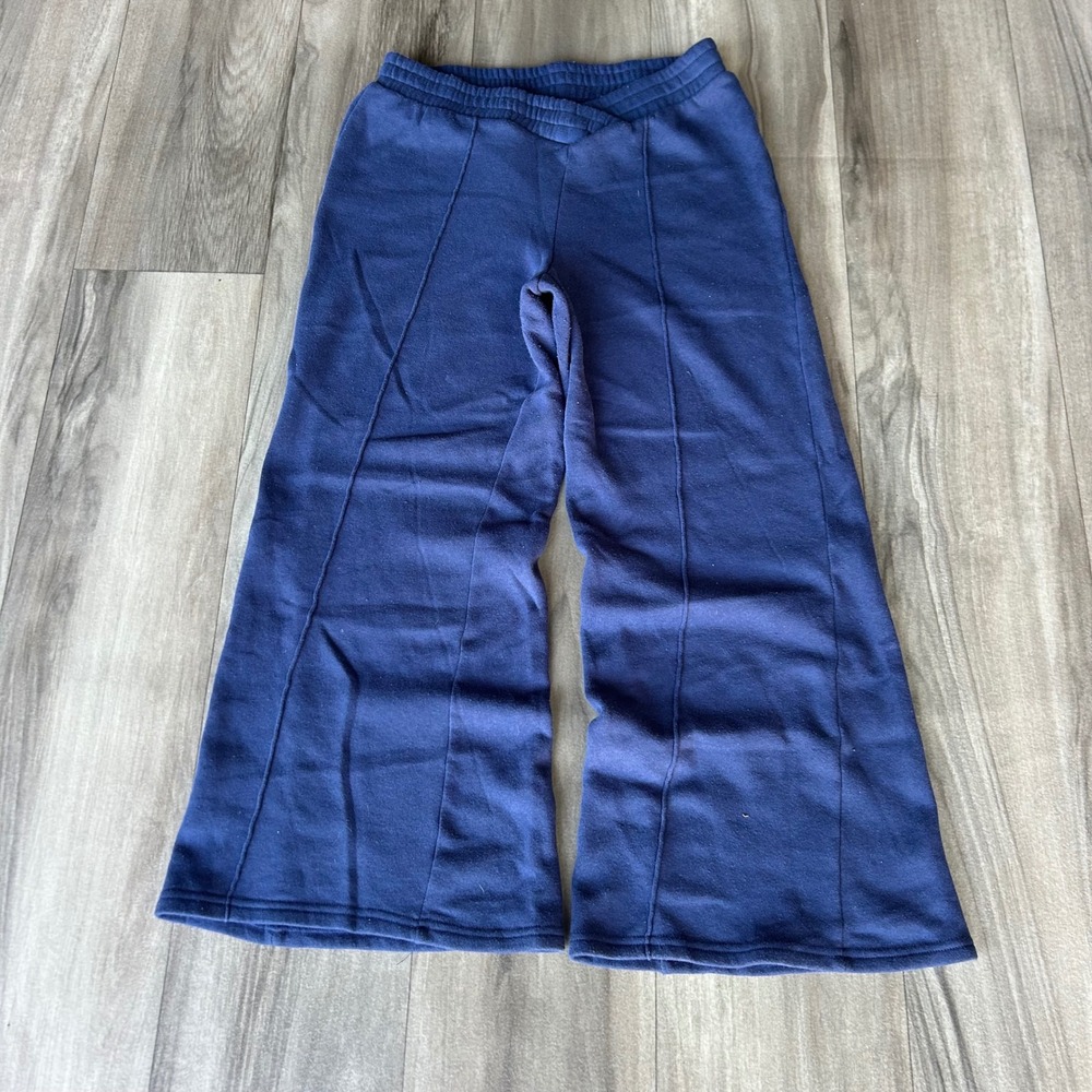 Grayson Threads Navy Blue Wide Leg Seam Front Sweatpants V-Waist Medium